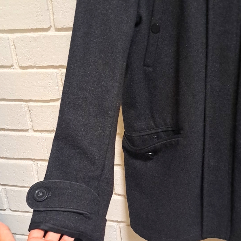 Stanley Adam's Dark Gray Wool Blend Hooded Business/Casual Coat. Size Small - Picture 3 of 11